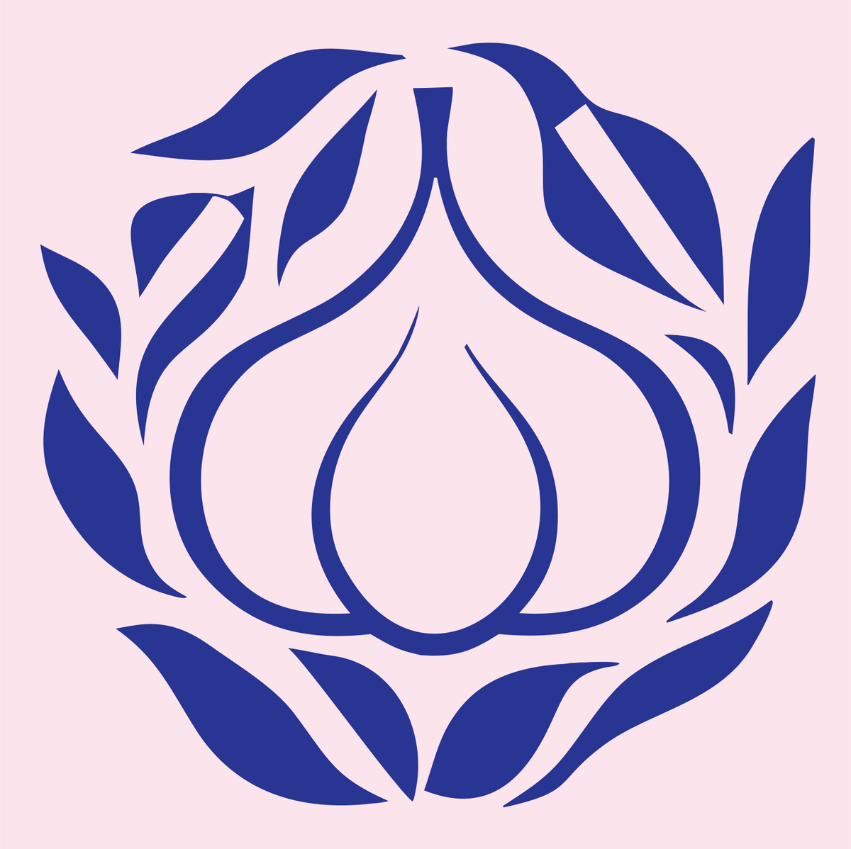 Garlic Wreath Leaf Emblem #fce4ec/#283593