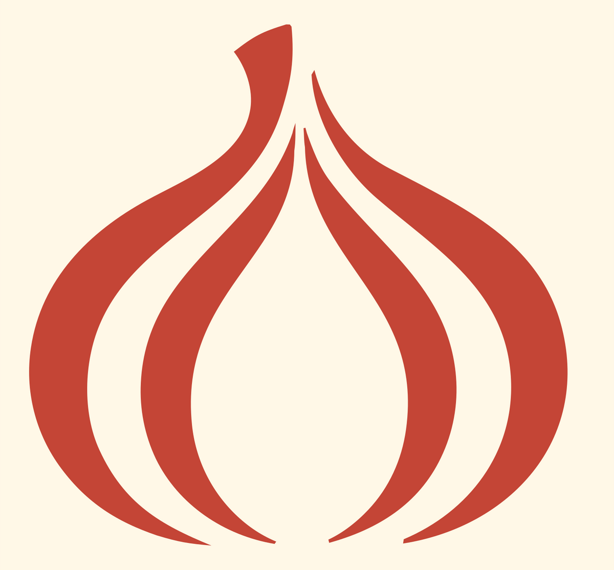 Negative Space Garlic Stripe Logo #fff8e7/#c44536
