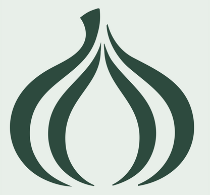 Negative Space Garlic Stripe Logo #e8efe9/#2d4a3e