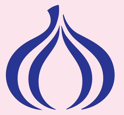 Negative Space Garlic Stripe Logo #fce4ec/#283593
