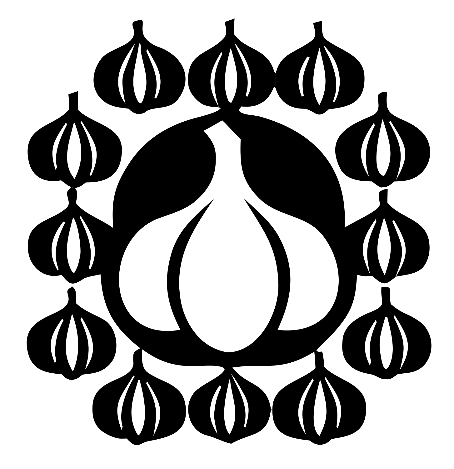 Garlic Radial Mandala Badge #ffffff/#000000