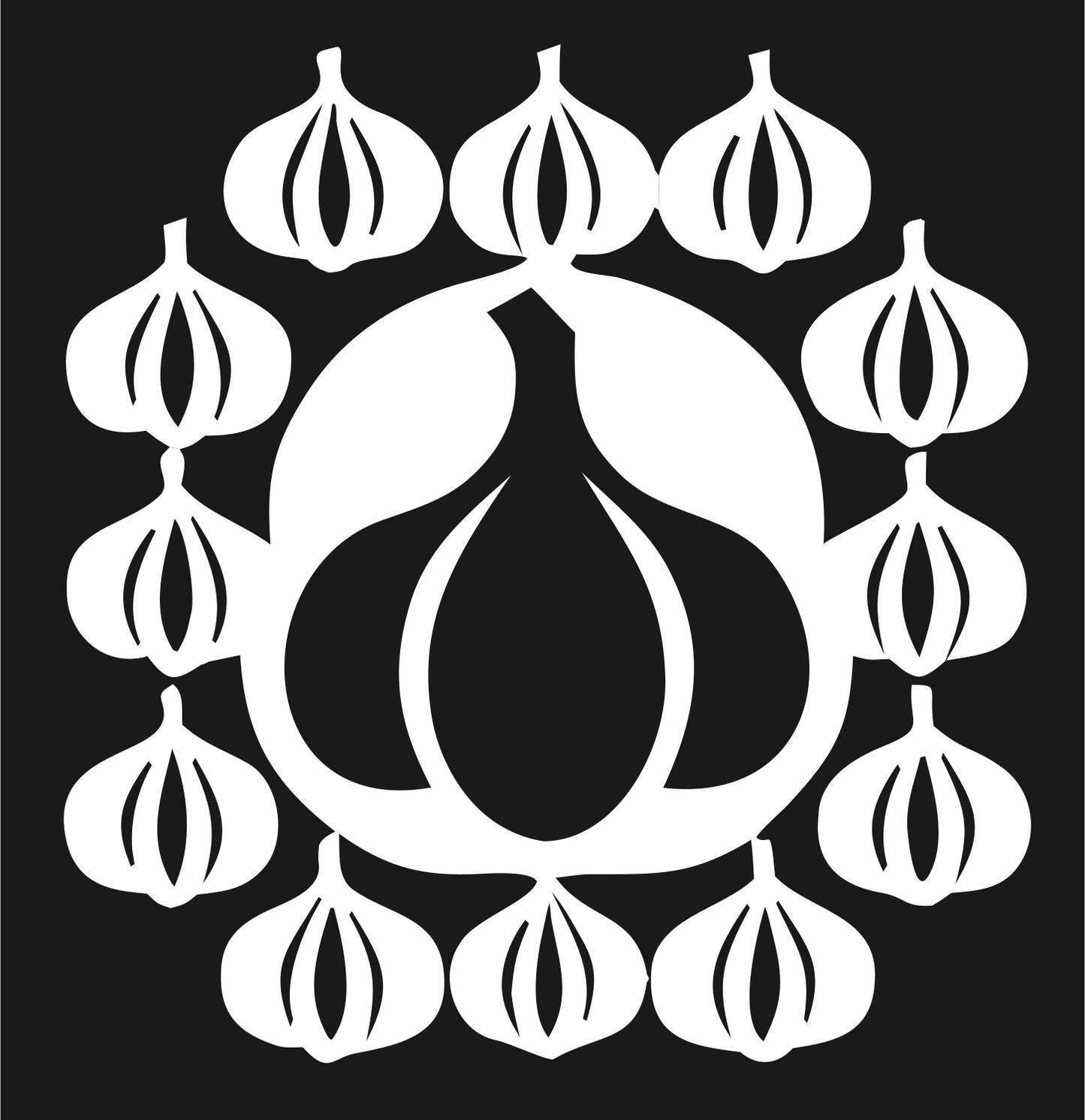 Garlic Radial Mandala Badge #1a1a1a/#ffffff