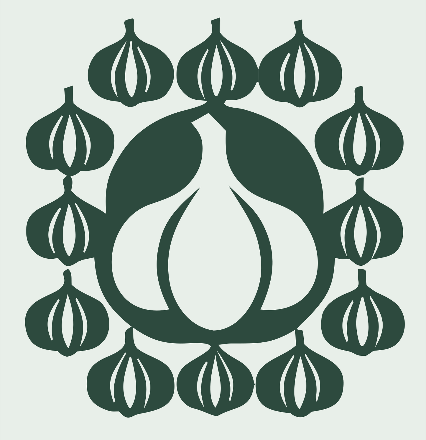 Garlic Radial Mandala Badge #e8efe9/#2d4a3e