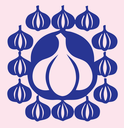 Garlic Radial Mandala Badge #fce4ec/#283593