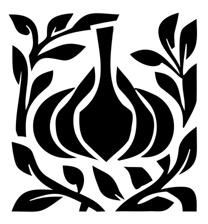 Bold Garlic Botanical Crest #ffffff/#000000