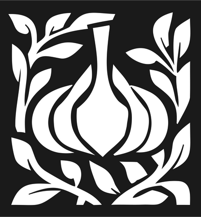 Bold Garlic Botanical Crest #1a1a1a/#ffffff