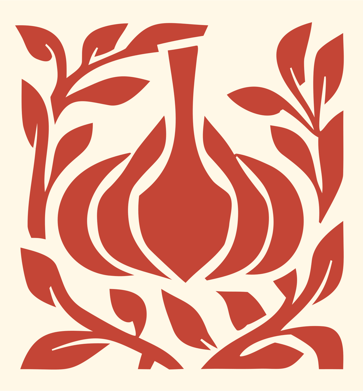 Bold Garlic Botanical Crest #fff8e7/#c44536