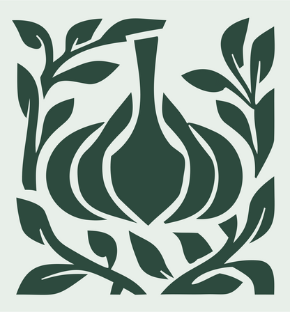 Bold Garlic Botanical Crest #e8efe9/#2d4a3e