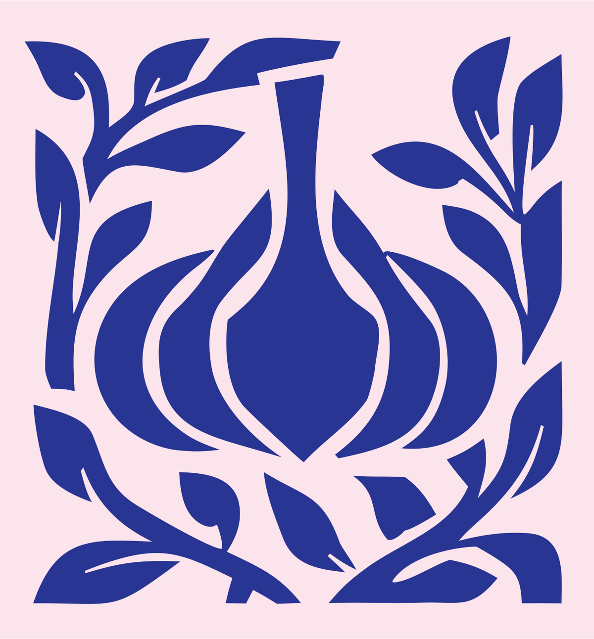 Bold Garlic Botanical Crest #fce4ec/#283593