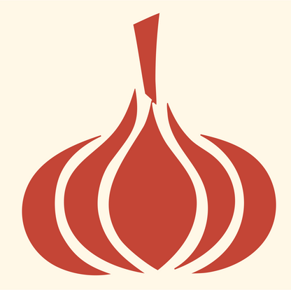 Blocky Garlic Bulb Mark #fff8e7/#c44536