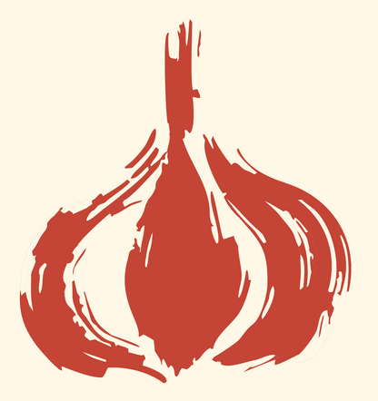 Woodcut Garlic Bulb Mark #fff8e7/#c44536
