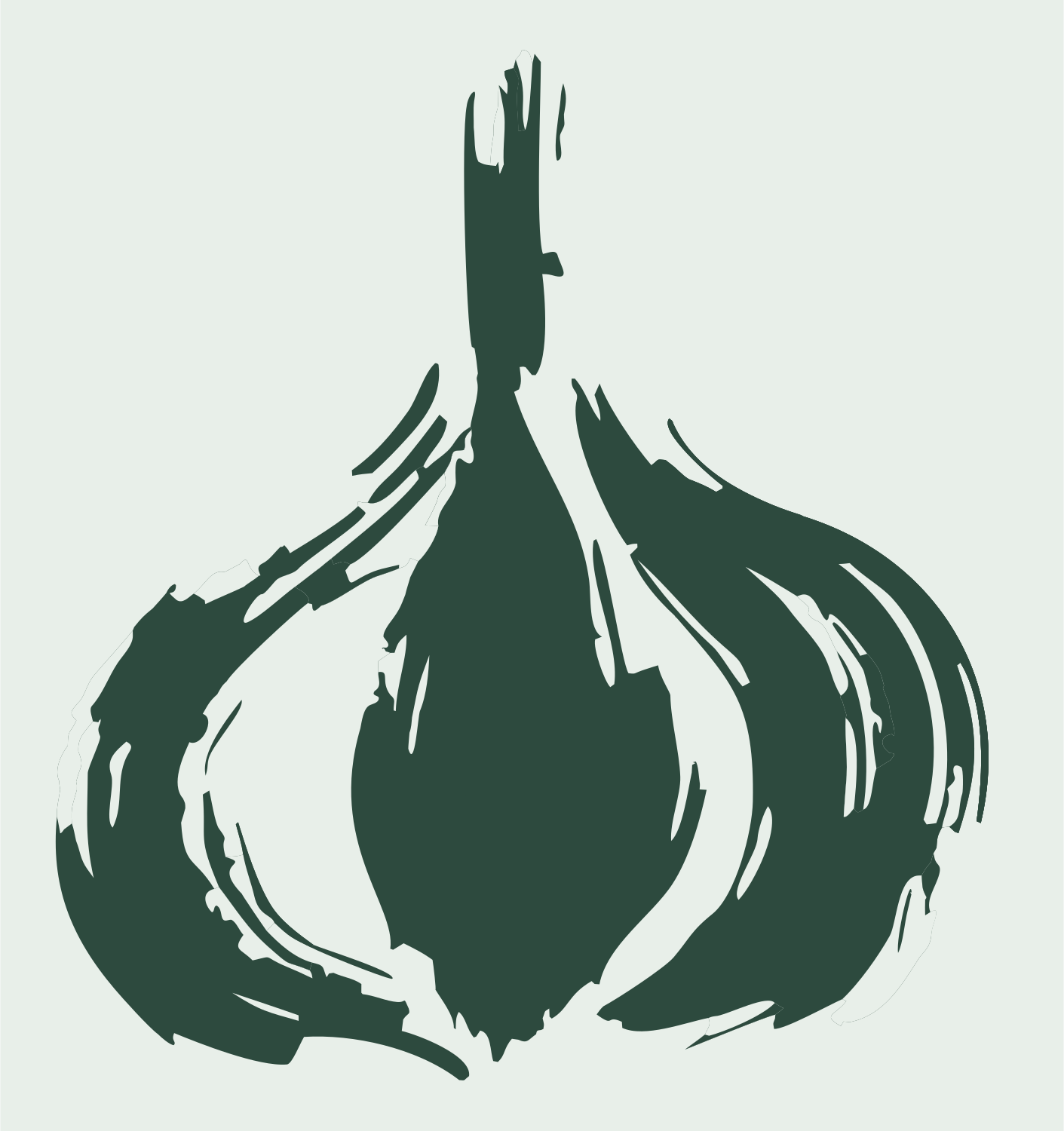 Woodcut Garlic Bulb Mark #e8efe9/#2d4a3e