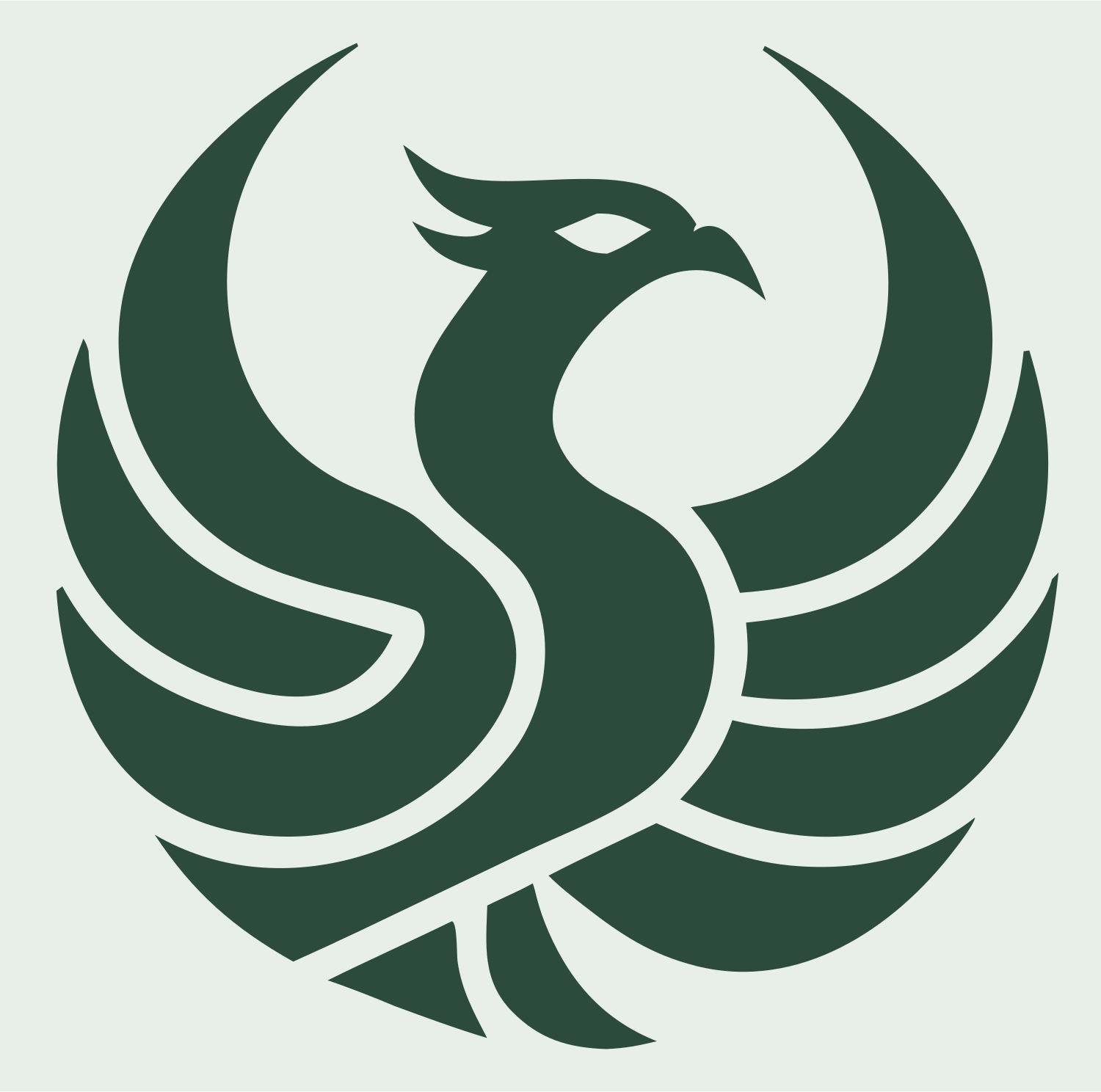 Bold Phoenix Rising Emblem #e8efe9/#2d4a3e