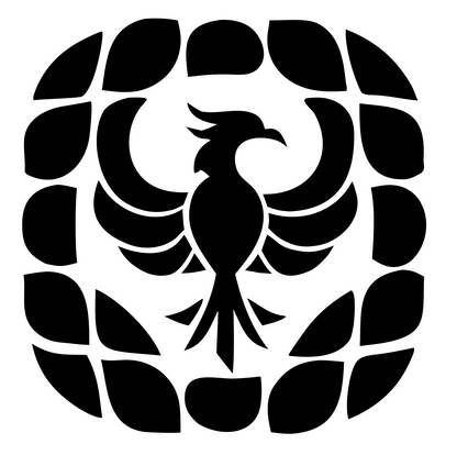 Geometric Phoenix Grid Badge #ffffff/#000000