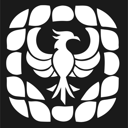 Geometric Phoenix Grid Badge #1a1a1a/#ffffff