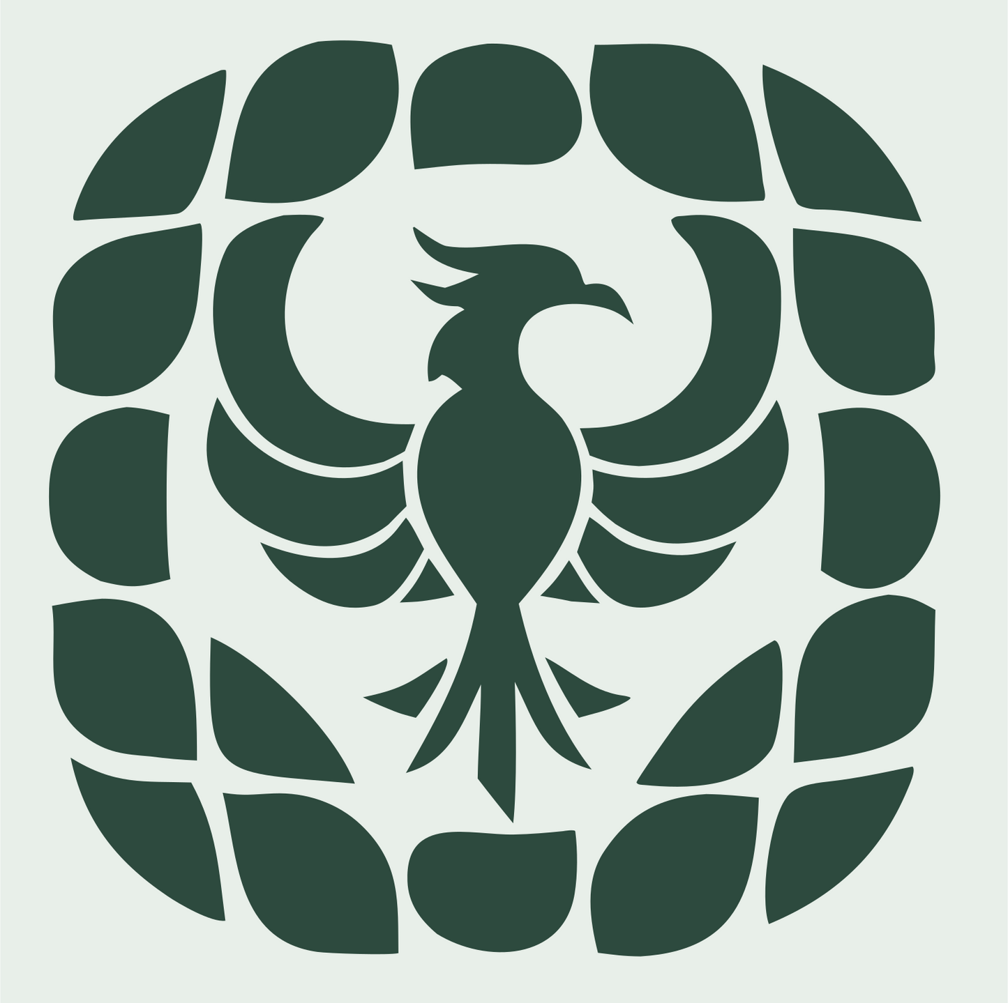 Geometric Phoenix Grid Badge #e8efe9/#2d4a3e