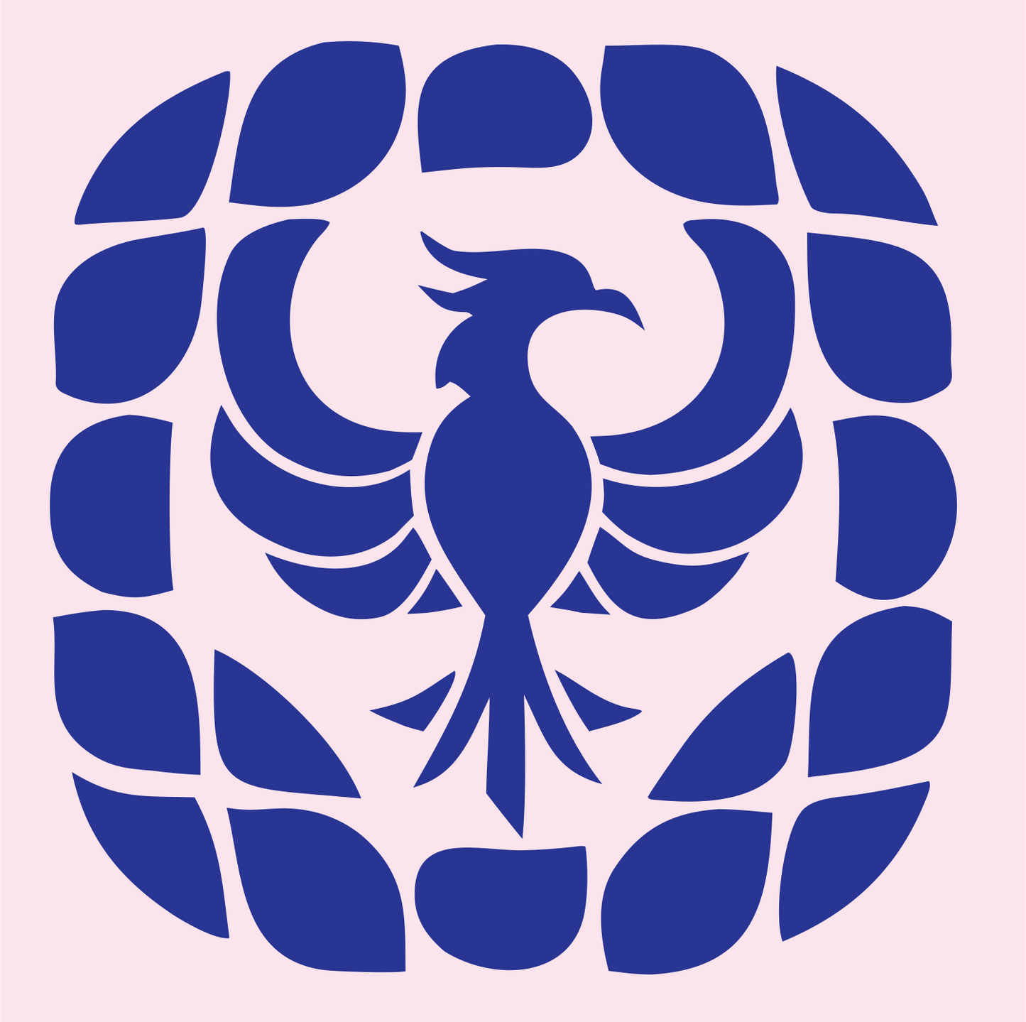 Geometric Phoenix Grid Badge #fce4ec/#283593