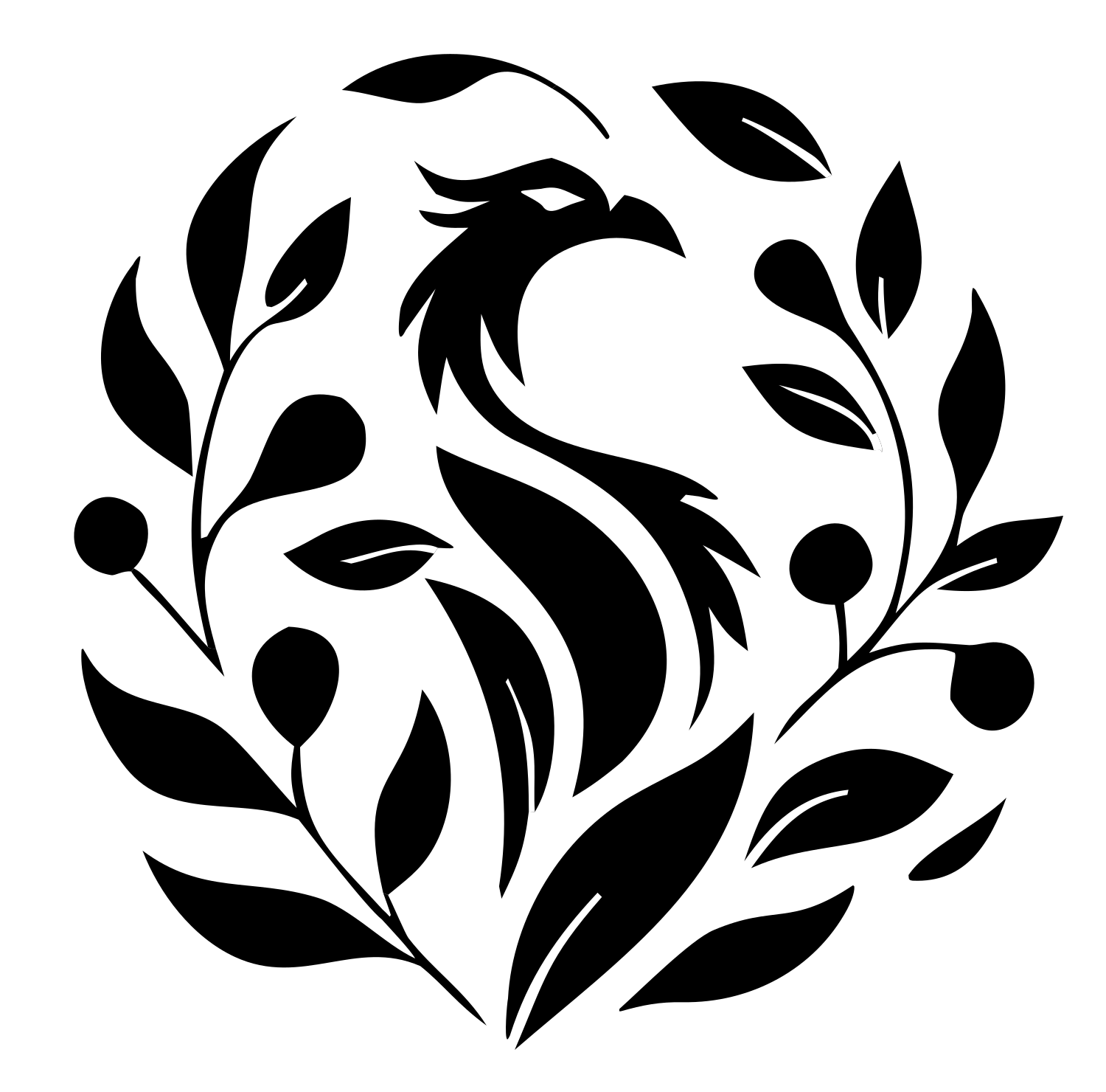 Phoenix Botanical Wreath Mark #ffffff/#000000