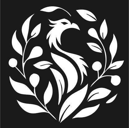 Phoenix Botanical Wreath Mark #1a1a1a/#ffffff