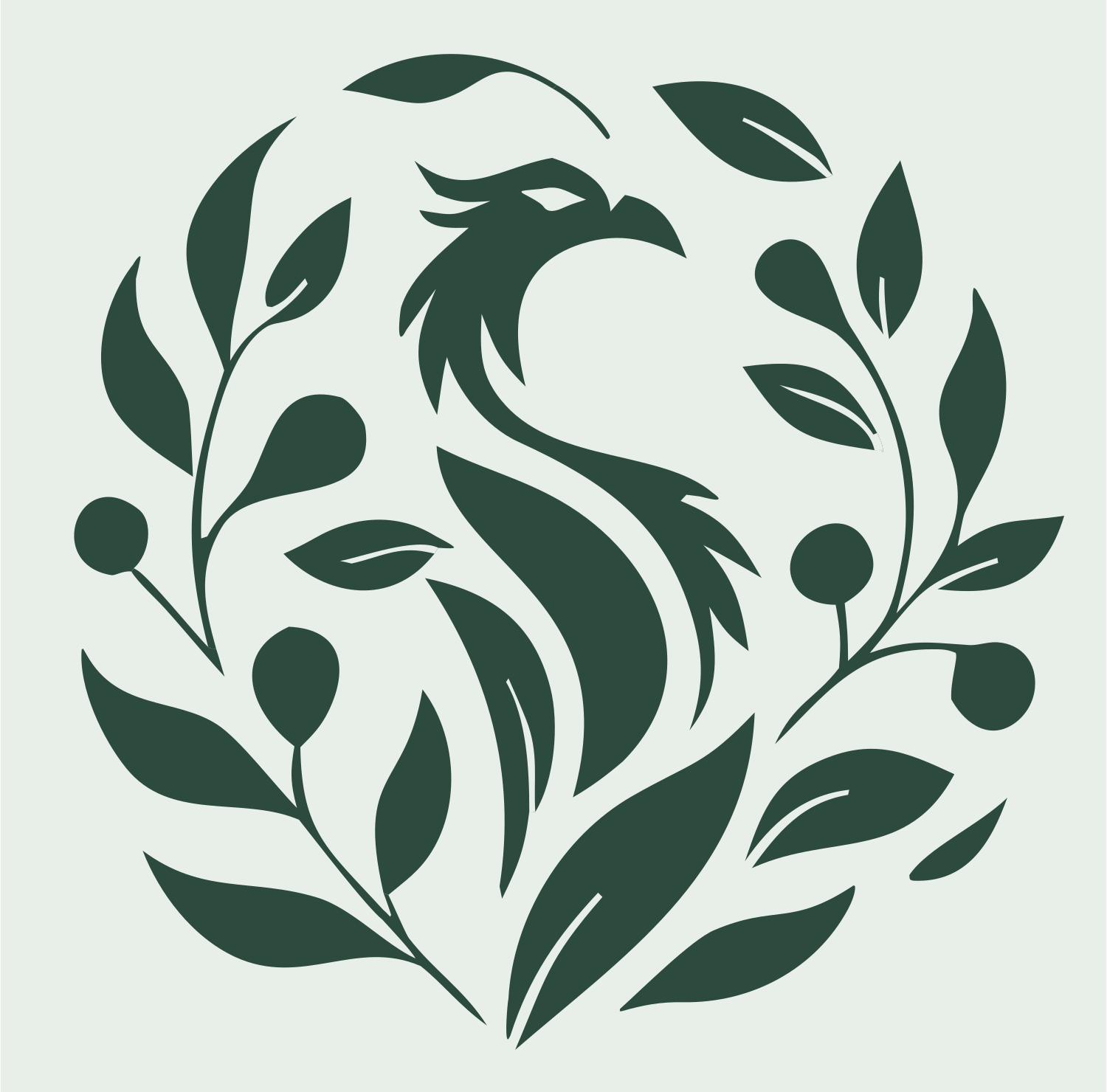 Phoenix Botanical Wreath Mark #e8efe9/#2d4a3e