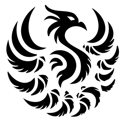 Tribal Phoenix Circle Badge #ffffff/#000000
