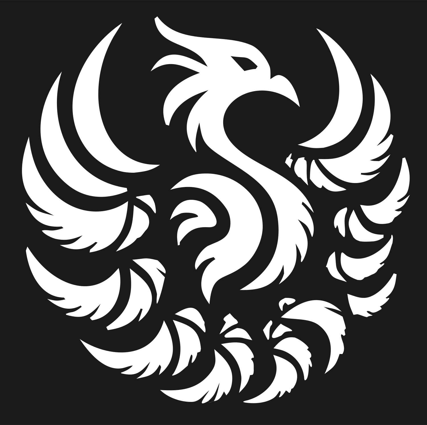 Tribal Phoenix Circle Badge #1a1a1a/#ffffff