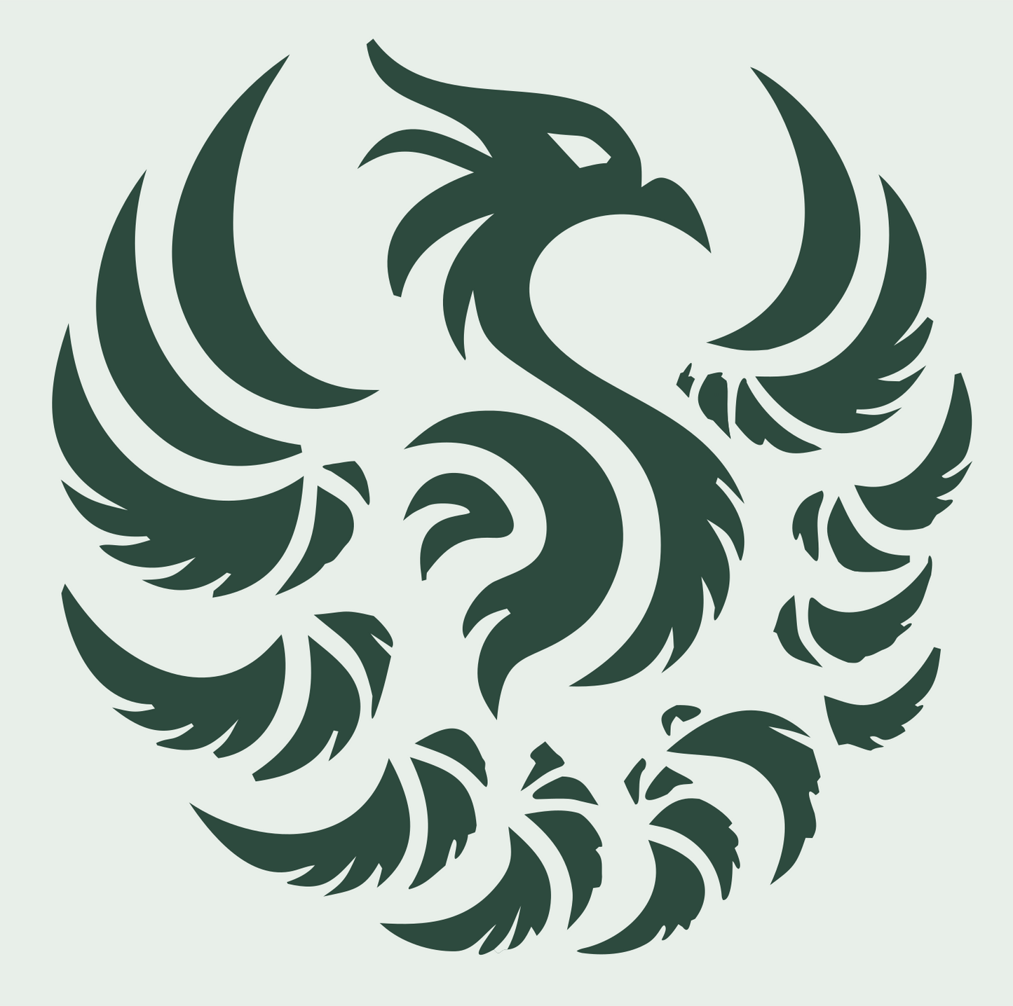 Tribal Phoenix Circle Badge #e8efe9/#2d4a3e