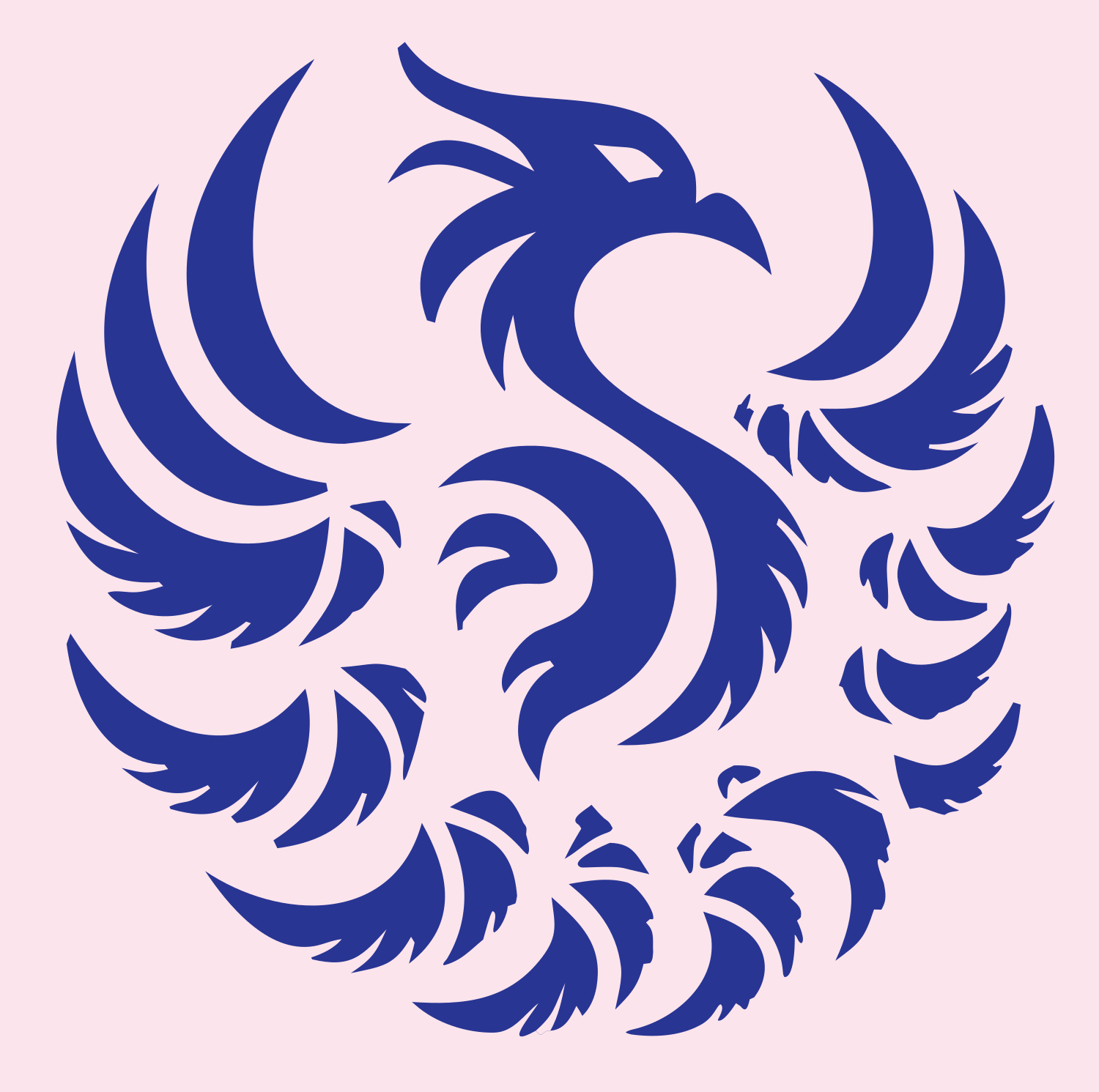 Tribal Phoenix Circle Badge #fce4ec/#283593