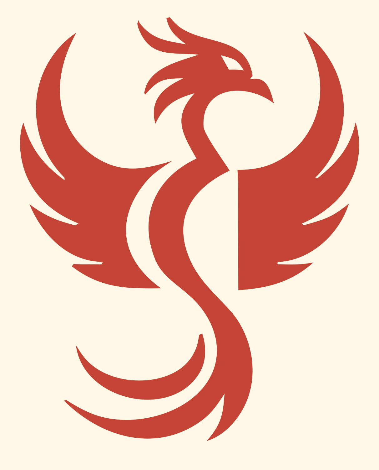 Bold Phoenix Silhouette Crest #fff8e7/#c44536