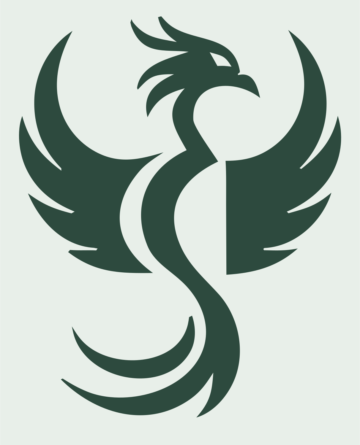 Bold Phoenix Silhouette Crest #e8efe9/#2d4a3e