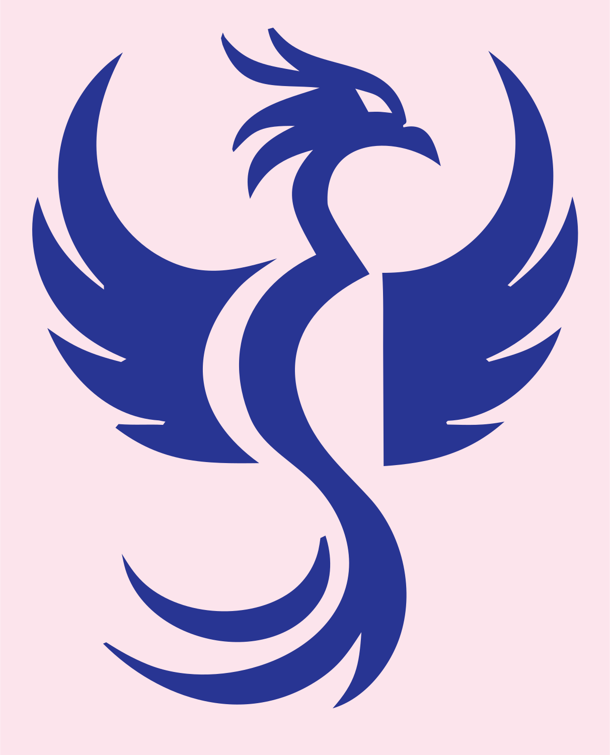 Bold Phoenix Silhouette Crest #fce4ec/#283593