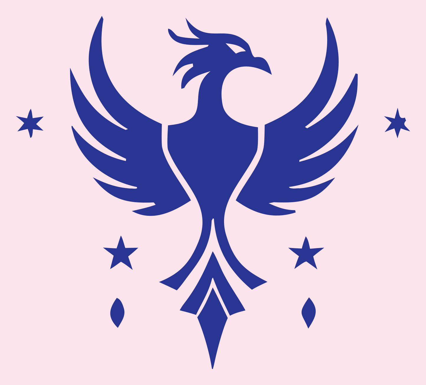 Bold Phoenix Star Crest #fce4ec/#283593