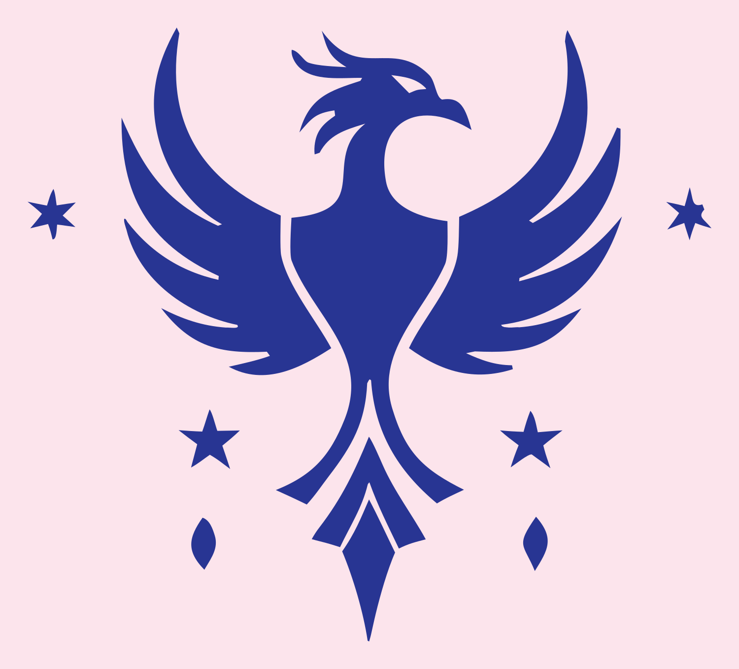 Bold Phoenix Star Crest #fce4ec/#283593