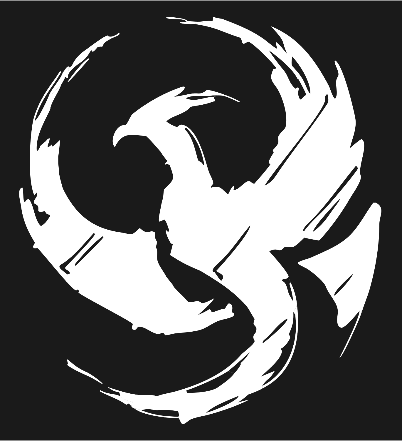 Brushstroke Phoenix Circle Logo #1a1a1a/#ffffff