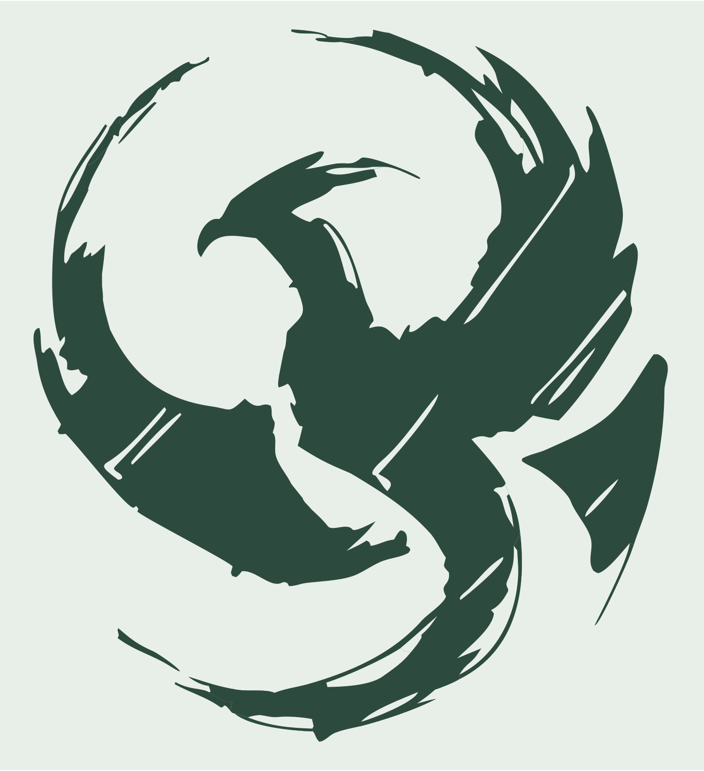 Brushstroke Phoenix Circle Logo #e8efe9/#2d4a3e