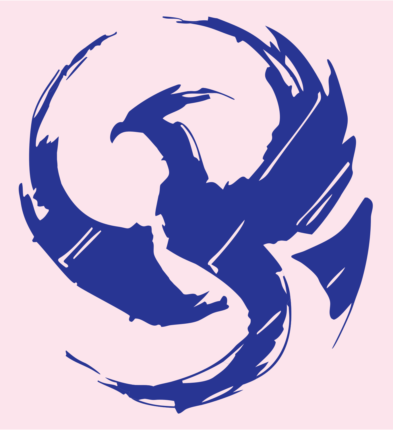 Brushstroke Phoenix Circle Logo #fce4ec/#283593