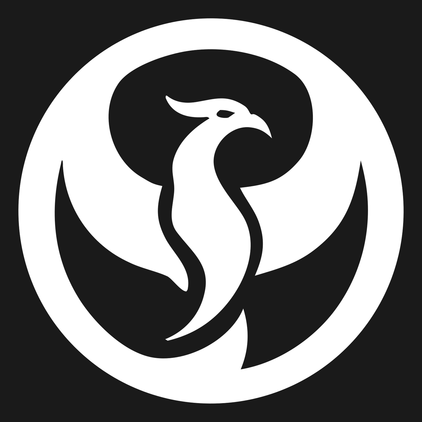 Negative Space Phoenix Circle Badge #1a1a1a/#ffffff