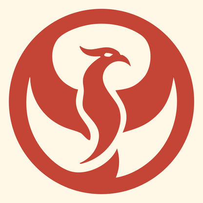 Negative Space Phoenix Circle Badge #fff8e7/#c44536