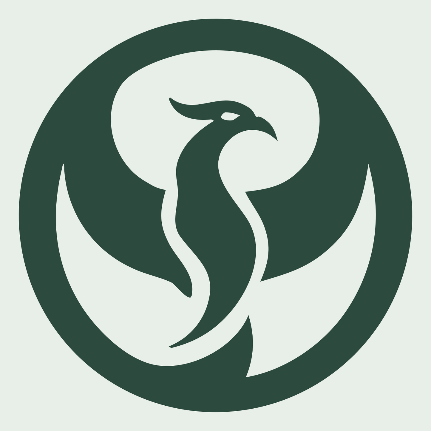 Negative Space Phoenix Circle Badge #e8efe9/#2d4a3e