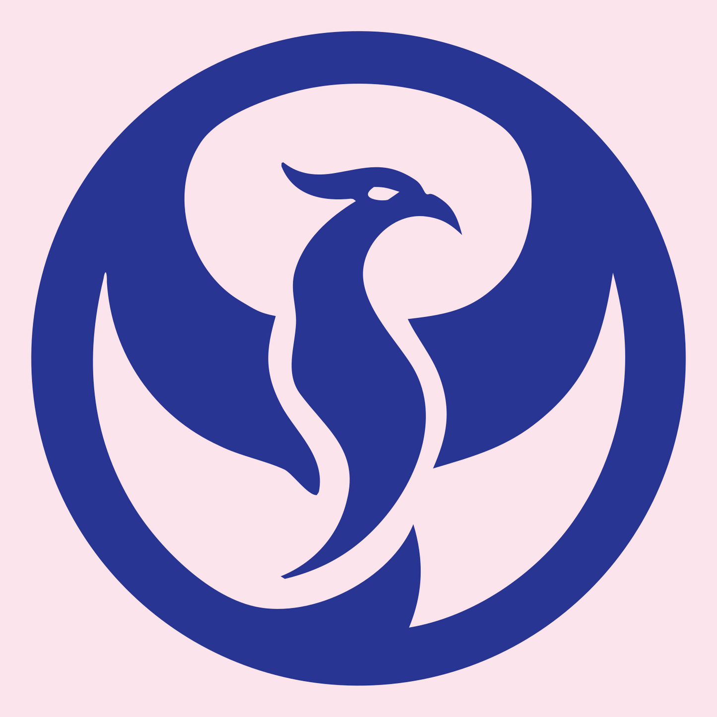 Negative Space Phoenix Circle Badge #fce4ec/#283593