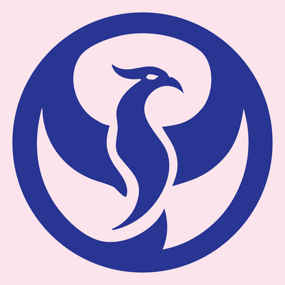 Negative Space Phoenix Circle Badge #fce4ec/#283593