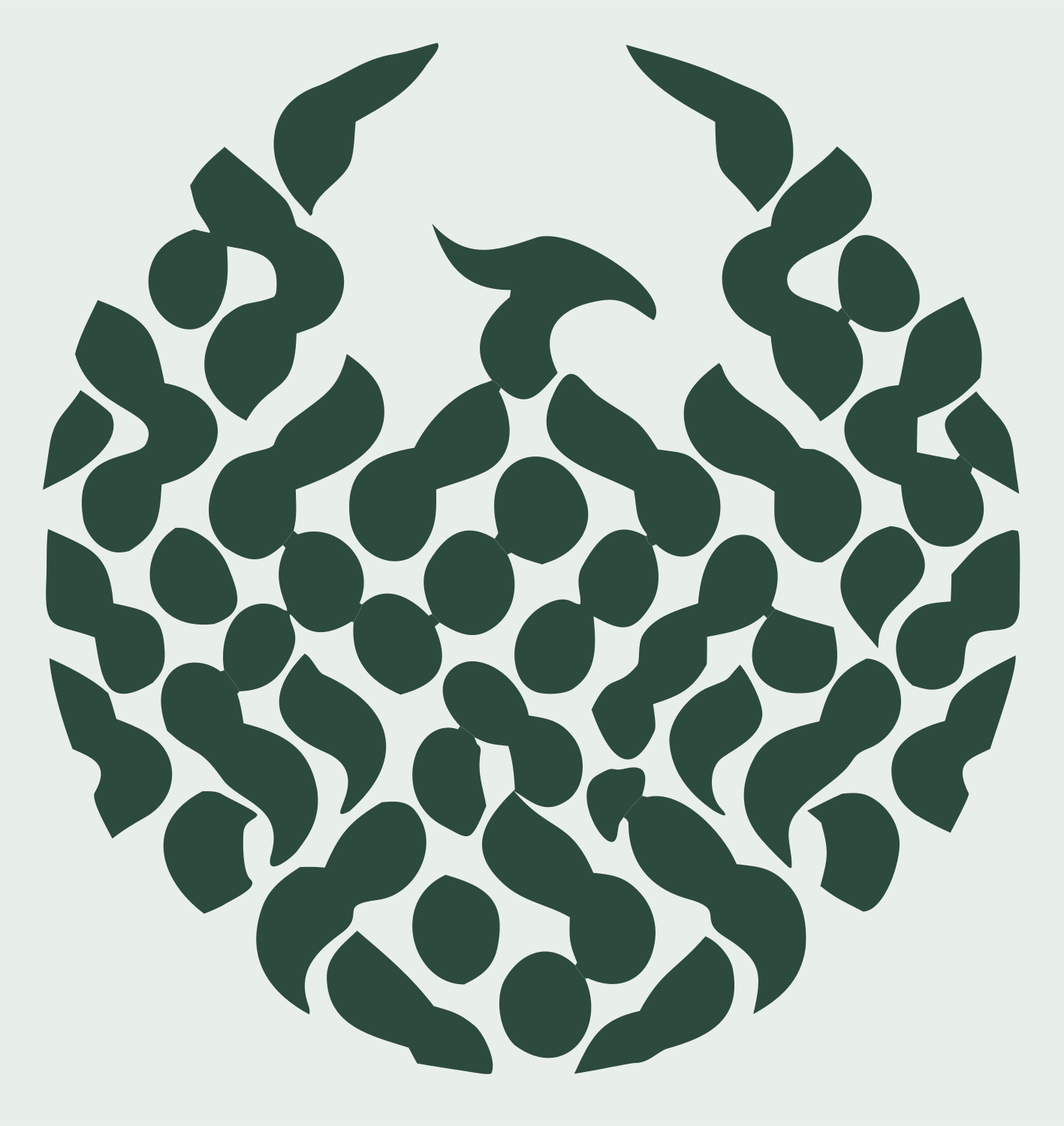 Phoenix Feather Mosaic Crest #e8efe9/#2d4a3e
