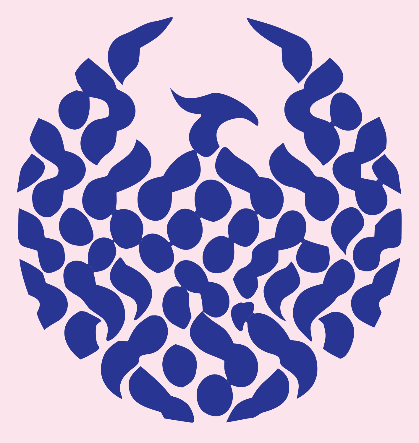 Phoenix Feather Mosaic Crest #fce4ec/#283593