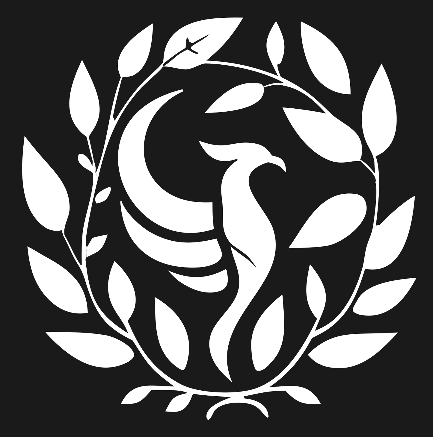 Phoenix Laurel Wreath Emblem #1a1a1a/#ffffff