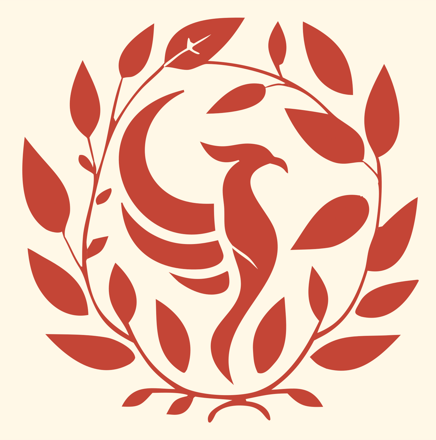 Phoenix Laurel Wreath Emblem #fff8e7/#c44536