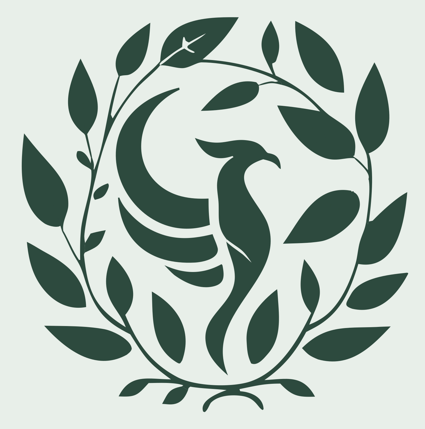 Phoenix Laurel Wreath Emblem #e8efe9/#2d4a3e