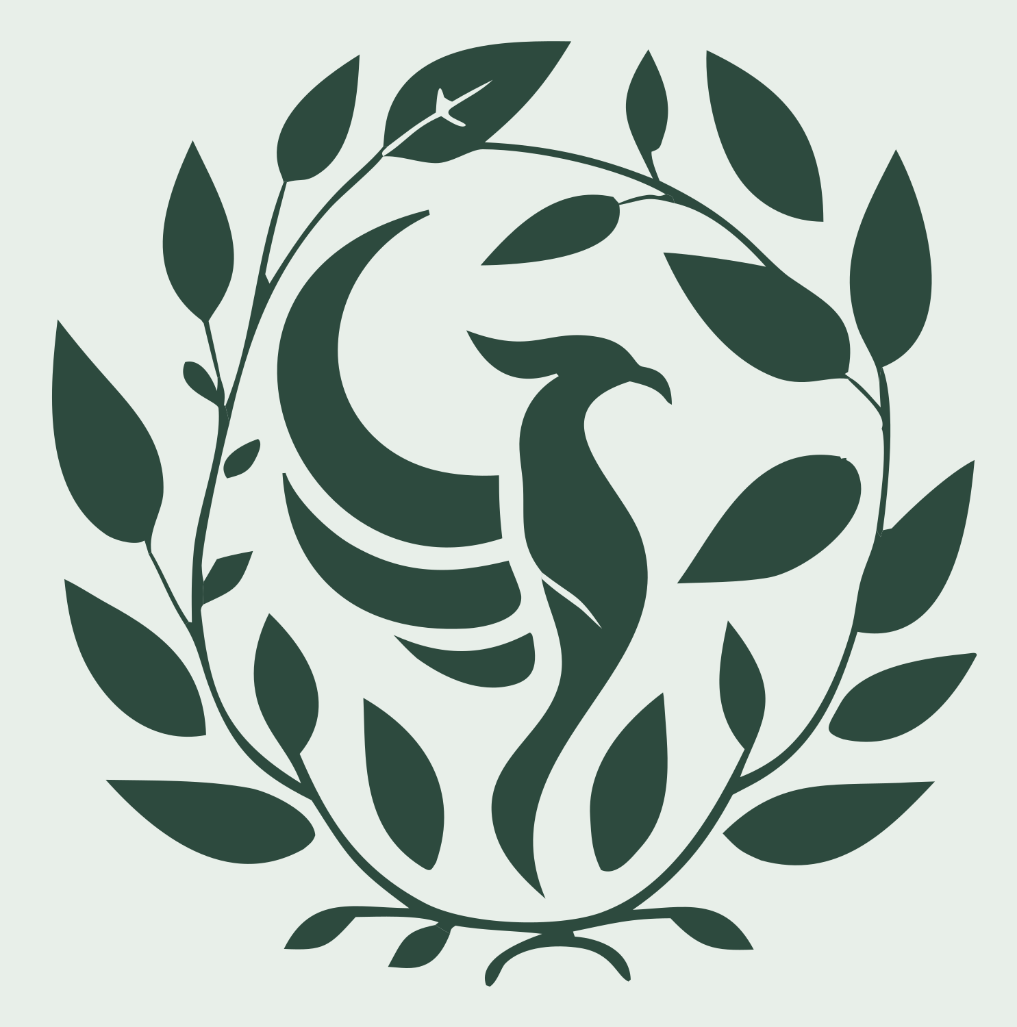 Phoenix Laurel Wreath Emblem #e8efe9/#2d4a3e