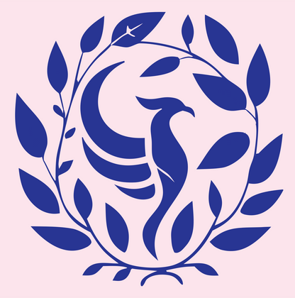 Phoenix Laurel Wreath Emblem #fce4ec/#283593
