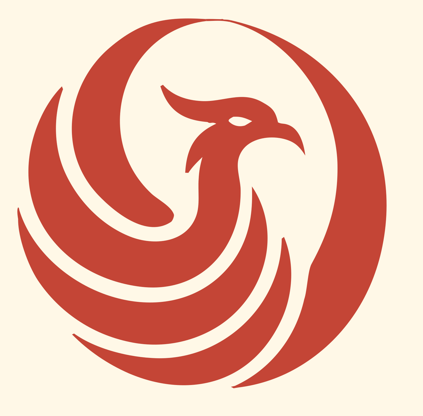 Circular Phoenix Sweep Logo #fff8e7/#c44536