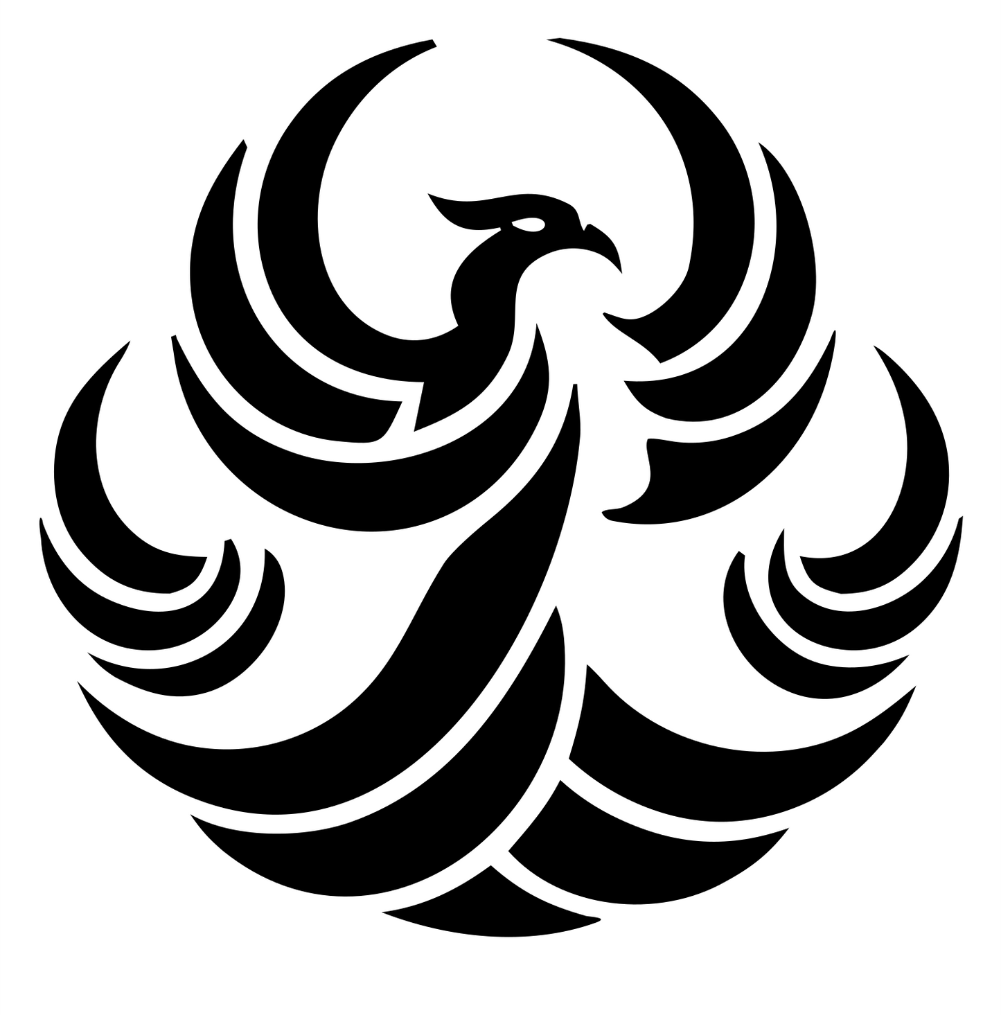 Tribal Phoenix Flame Crest #ffffff/#000000